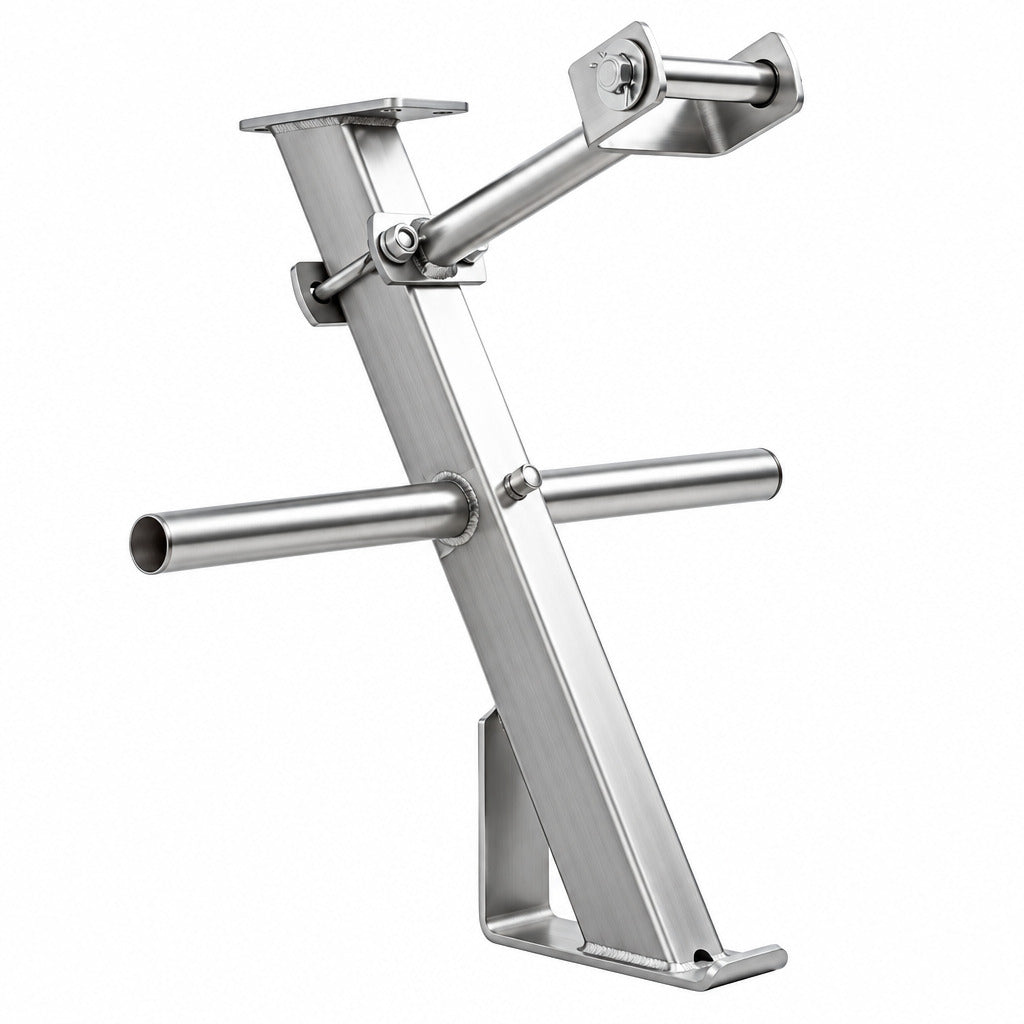 adjustable winch post in silver shown on a white background