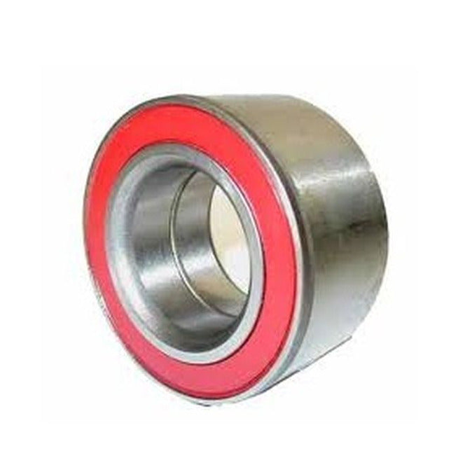 A sealed for life trailer bearing with a red seal, metal body, and silver outer diameter.