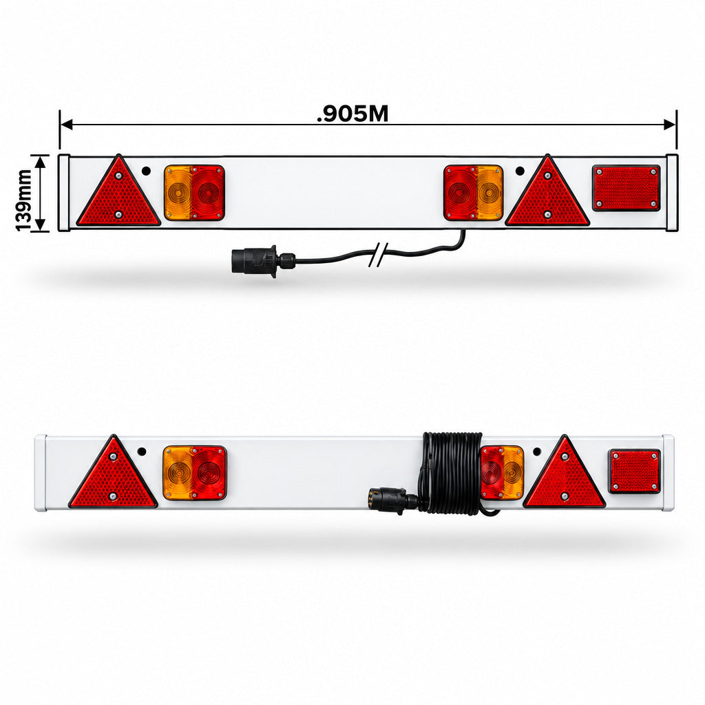MAYPOLE Trailer LED Light Board 4ft 6" Wide with 10m Cable + Fog LED