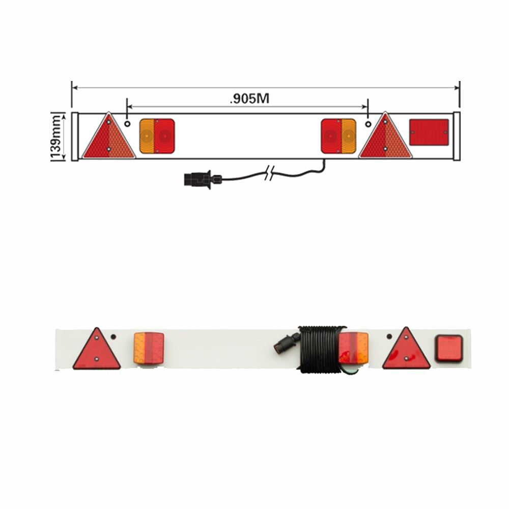 Maypole Trailer Light Board 4ft 6" Wide 6m Cable