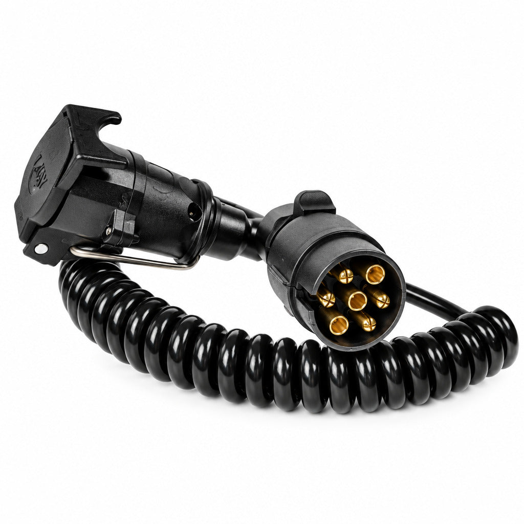 Maypole 1.5m 7 Pin N Type Curly Extension Lead (Plug To Socket) MP5885