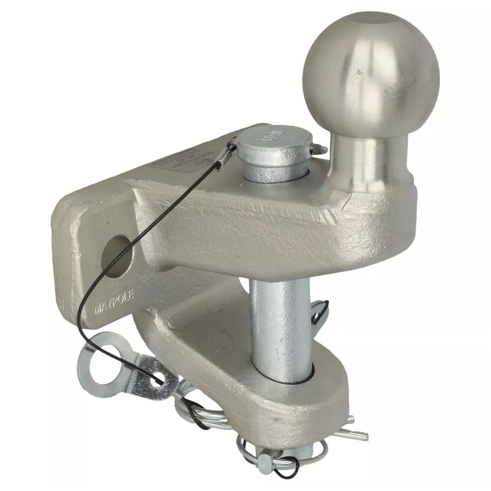 Silver 50mm Jaw pin & Ball Coupling Hitch Silver