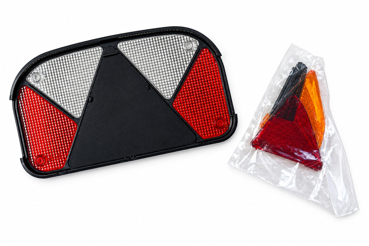 Showing the rear of the light lens along with the plastic inserts to adapt for each side