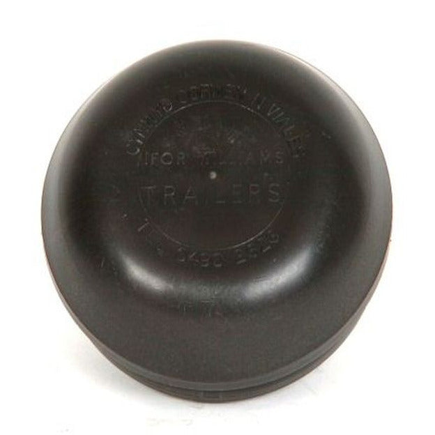 A black plastic grease cap with the brand name 'Ifor Williams' visible on the surface.