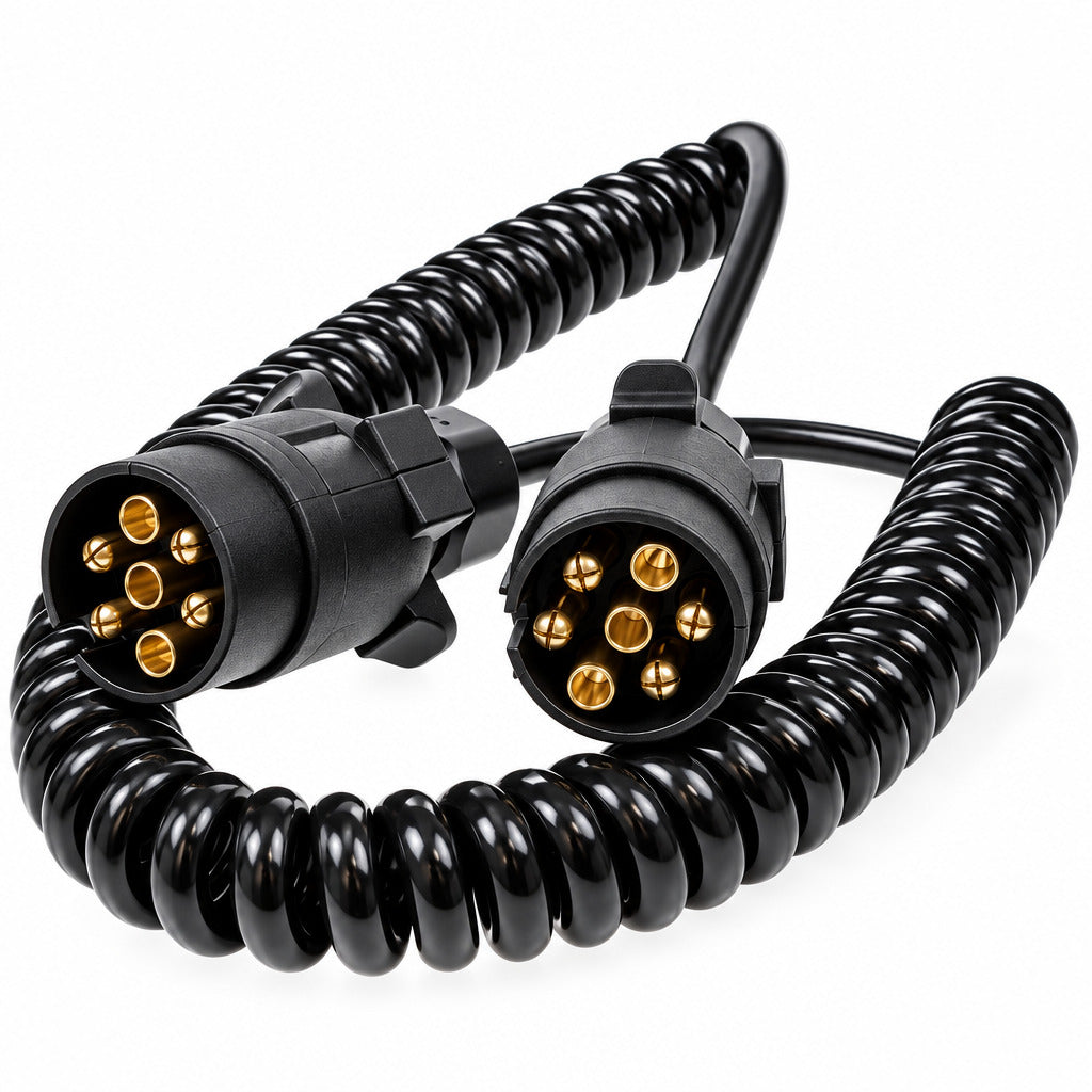 Maypole 7 Pin 2.5m 2×7 Pin Plugs & 7 Core Curly Connecting Lead MP5881